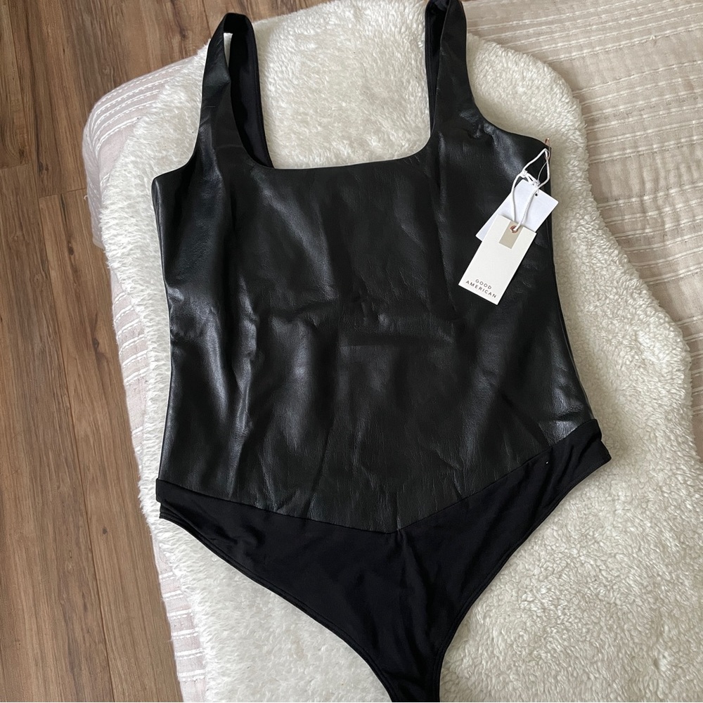 Good American - Better Than Modern Tank Bodysuit Faux Leather
